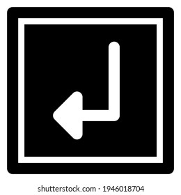 Enter button icon in trendy silhouette style design. Vector illustration isolated on white background.