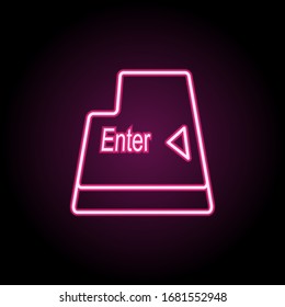 Enter button neon icon. Simple thin line, outline vector of computer parts icons for ui and ux, website or mobile application