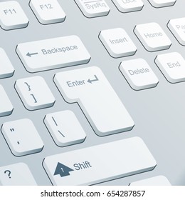 Enter button realistic keyboard design background vector illustration