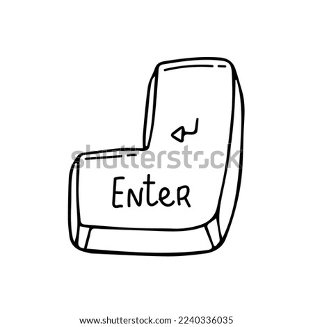 Enter button sign black white hand drawing