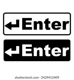 Enter button or symbol for computer keyboard or digital keypad, Vector design of flat icon on white isolated background.