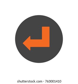 Enter button vector icon in orange color  in black circle