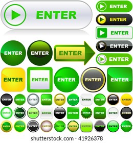 Enter button. Vector set for web.