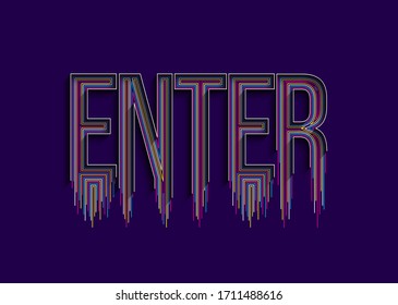 Enter Calligraphic line art Text shopping poster vector illustration Design.