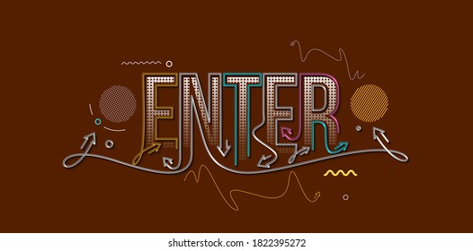 Enter Calligraphic line art Text shopping poster vector illustration Design.