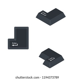 Enter computer key button isolated on white background. Vector illustration.
Top and Isometric view.