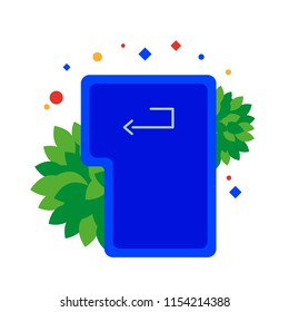 Enter computer keyboard button. Vector, flat illustration EPS 10. Separate objects. Isolated.