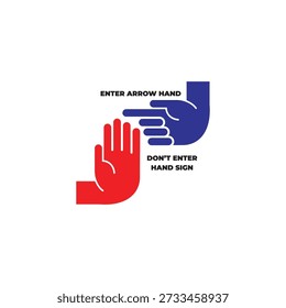 enter and dont enter arrow hand palm simple design vector 