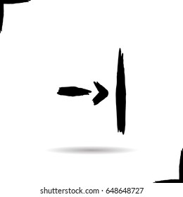 Enter the door arrow icon. Drop shadow symbol. Ink brush stroke. Vector isolated illustration