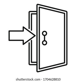 Enter door icon. Outline enter door vector icon for web design isolated on white background