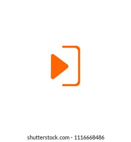 Enter door play video line vector icon