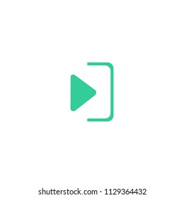 Enter door play video line vector icon