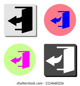 Enter door. simple flat vector icon illustration on four different color backgrounds