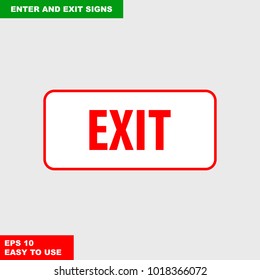 Enter and exit, arrow, this way, safety speed sign in vector style version, easy to use and print on board