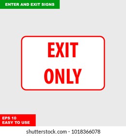 Enter and exit, arrow, this way, safety speed sign in vector style version, easy to use and print on board