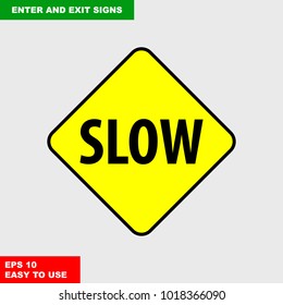 Enter and exit, arrow, this way, safety speed sign in vector style version, easy to use and print on board