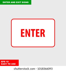 Enter and exit, arrow, this way, safety speed sign in vector style version, easy to use and print on board