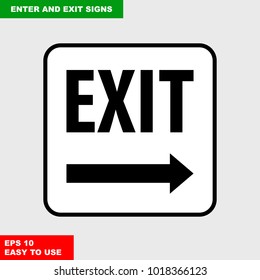 Enter and exit, arrow, this way, safety speed sign in vector style version, easy to use and print on board