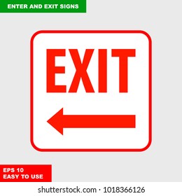 Enter and exit, arrow, this way, safety speed sign in vector style version, easy to use and print on board