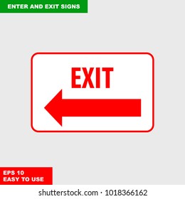 Enter and exit, arrow, this way, safety speed sign in vector style version, easy to use and print on board