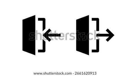 Enter and exit door icon isolated on white background. Entry and leave symbol