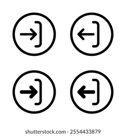 Enter and exit door icon. Login and logout symbol on circle line