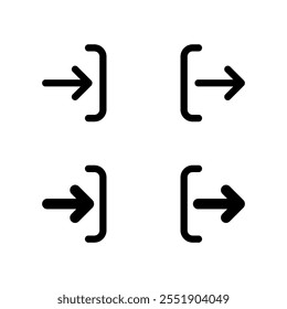 Entrar e sair do conjunto de ícones da porta. Símbolo de sinal de logon e logoff