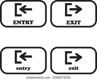 Enter and exit icon set. Entry and out sign black flat and line vector collection isolated on transparent background. Red and green sign with arrow symbol. Login logout register password vip entrance