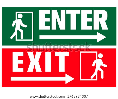 Enter and exit sign for public awareness. Foto d'archivio © 
