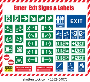 Enter Exit Signs Labels Stock Vector (Royalty Free) 1652454073 ...