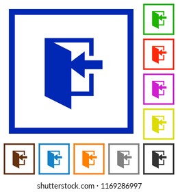 Enter flat color icons in square frames on white background