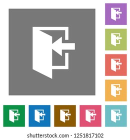 Enter flat icons on simple color square backgrounds