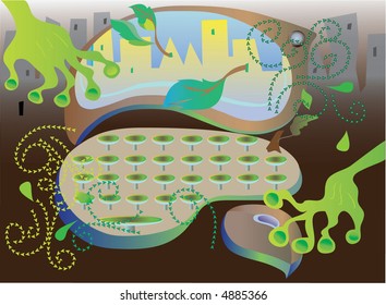 enter to green world - conceptual illustration