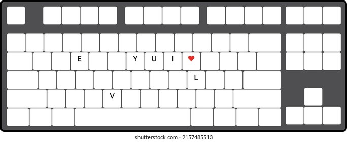 Enter "I love you" on the keyboard, Vector illustration, Valentine's Day, Birthday