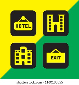 enter icon. 4 enter set with hotel and logout vector icons for web and mobile app