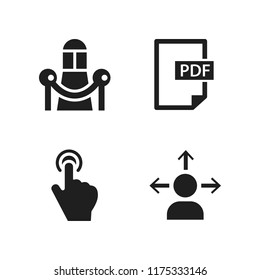 enter icon. 4 enter vector icons set. premiere, man head with arrows to different directions and pdf document icons for web and design about enter theme