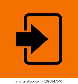 Enter Icon. Black on Orange Background. Vector Illustration.