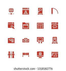 enter icon set. Collection of 16 filled enter icons included Website, Entrance, Restroom, Door, Doormat, Doors, Web, Keypad, Internet