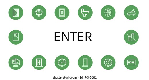 enter icon set. Collection of Door, Stop sign, Wc, Internet, Forbidden, Online, Doormat icons