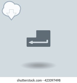 Enter icon with shadow. Cloud of download with arrow.