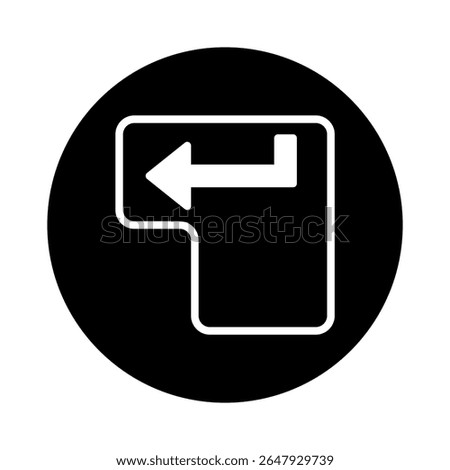 Enter key button icon in black circle, representing digital access and computer functionality for modern communication needs