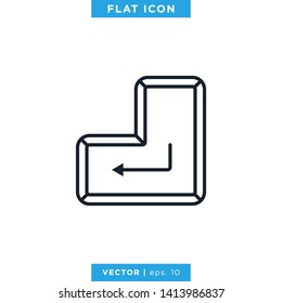 Enter Key Button Icon Vector Design Template. Editable Stroke