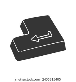 Enter Key Icon Silhouette Illustration. Keyboard Vector Graphic Pictogram Symbol Clip Art. Doodle Sketch Black Sign.