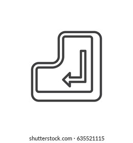 Enter Key Line Icon, Outline Vector Sign, Linear Style Pictogram Isolated On White. Symbol, Logo Illustration. Editable Stroke. Pixel Perfect