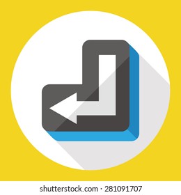 enter keyboard flat icon with long shadow