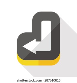 enter keyboard flat icon with long shadow