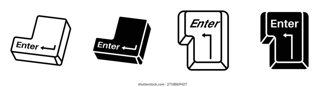 Insira o ícone de tecla do teclado no pacote de estilo linear e clipart no plano de fundo branco.