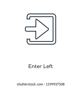 Enter Left concept line icon. Linear Enter Left concept outline symbol design. This simple element illustration can be used for web and mobile UI/UX.
