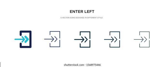 enter left icon in different style vector illustration. two colored and black enter left vector icons designed in filled, outline, line and stroke style can be used for web, mobile, ui