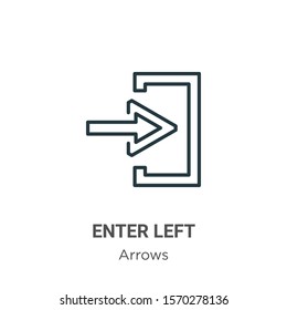 Enter left outline vector icon. Thin line black enter left icon, flat vector simple element illustration from editable arrows concept isolated on white background